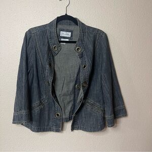 Live A Little Blue Jean Jacket with button and zipper details
